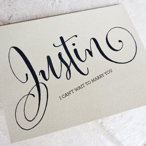 Wedding Card To My Bride or Groom On Wedding Day - I Can't Wait To Marry You Brush Script Notecard