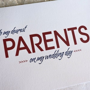 To My Parents Mother Father Cards On My Wedding Day Modern Vintage Thank You