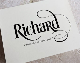 Wedding Card To My Bride or Groom On Wedding Day - I Can't Wait To Marry You Modern Flourish Notecard