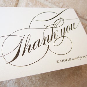 Formal Script Personalized Thank You Wedding or Couples Note Card image 2