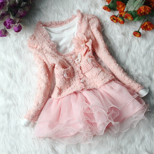 BIG SALE 1,2,3,4t skirt baby clothes 2pcs baby girl's summer fall spring dress girl toddler clothes pink white