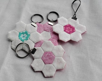 Zipper Pull/Charm/Key Chain Set of 4 Fabric Flowers