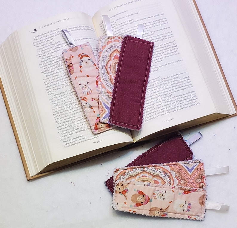 Fabric Bookmarks with Ribbon, Set of 6, 2 inches by 5.5 inches image 5