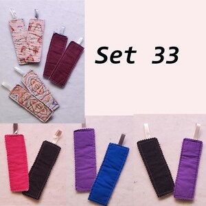 Fabric Bookmarks with Ribbon, Set of 6, 2 inches by 5.5 inches Set 33