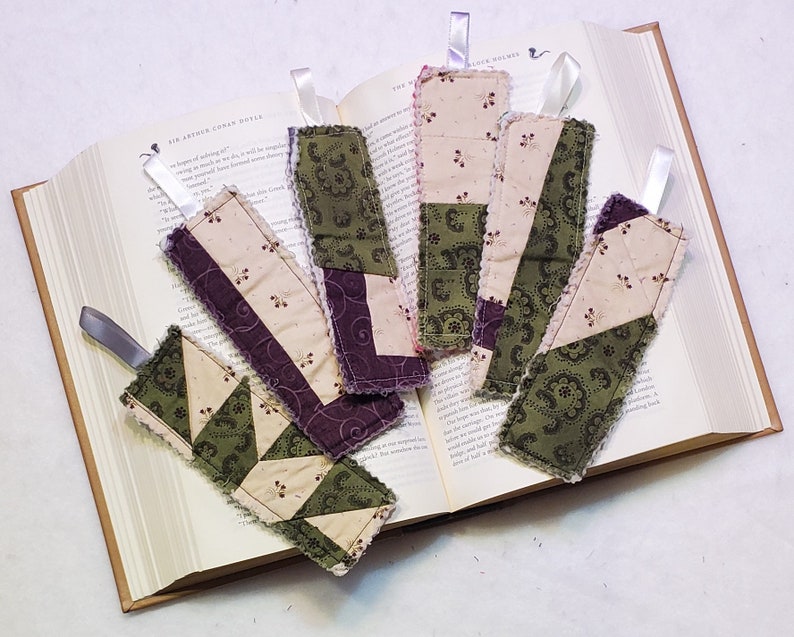 Fabric Bookmarks with Ribbon, Set of 6, 2 inches by 5.5 inches image 3