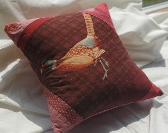 12-Inch Pheasant Throw Pillow in Red