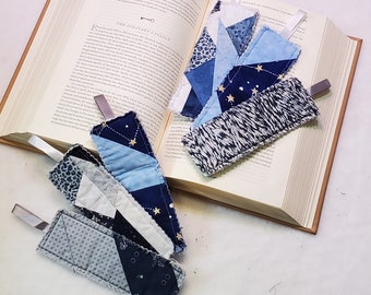 Quilted Bookmarks with Ribbon, Set of 6,  2 inches by 5.5 inches