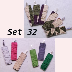 Fabric Bookmarks with Ribbon, Set of 6, 2 inches by 5.5 inches Set 32