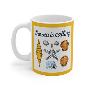 Seaside Shells Mug - Beach Lover Coffee Cup, Nautical Gift, Coastal Decor, Ocean Inspired Drinkware, Summer Vibes