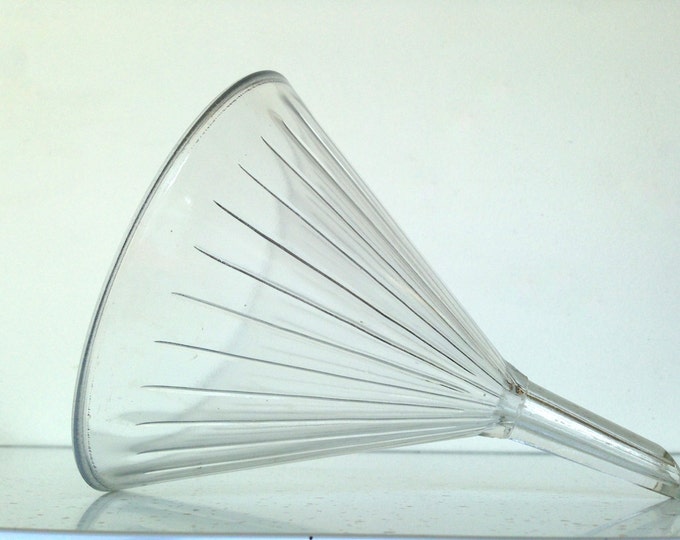 Vintage Glass Funnel Large Apothecary 1 QT Funnel Ribbed Etsy