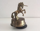 Vintage Brass Unicorn Music Box - Unicorn Decor Item - Wind up Music Box