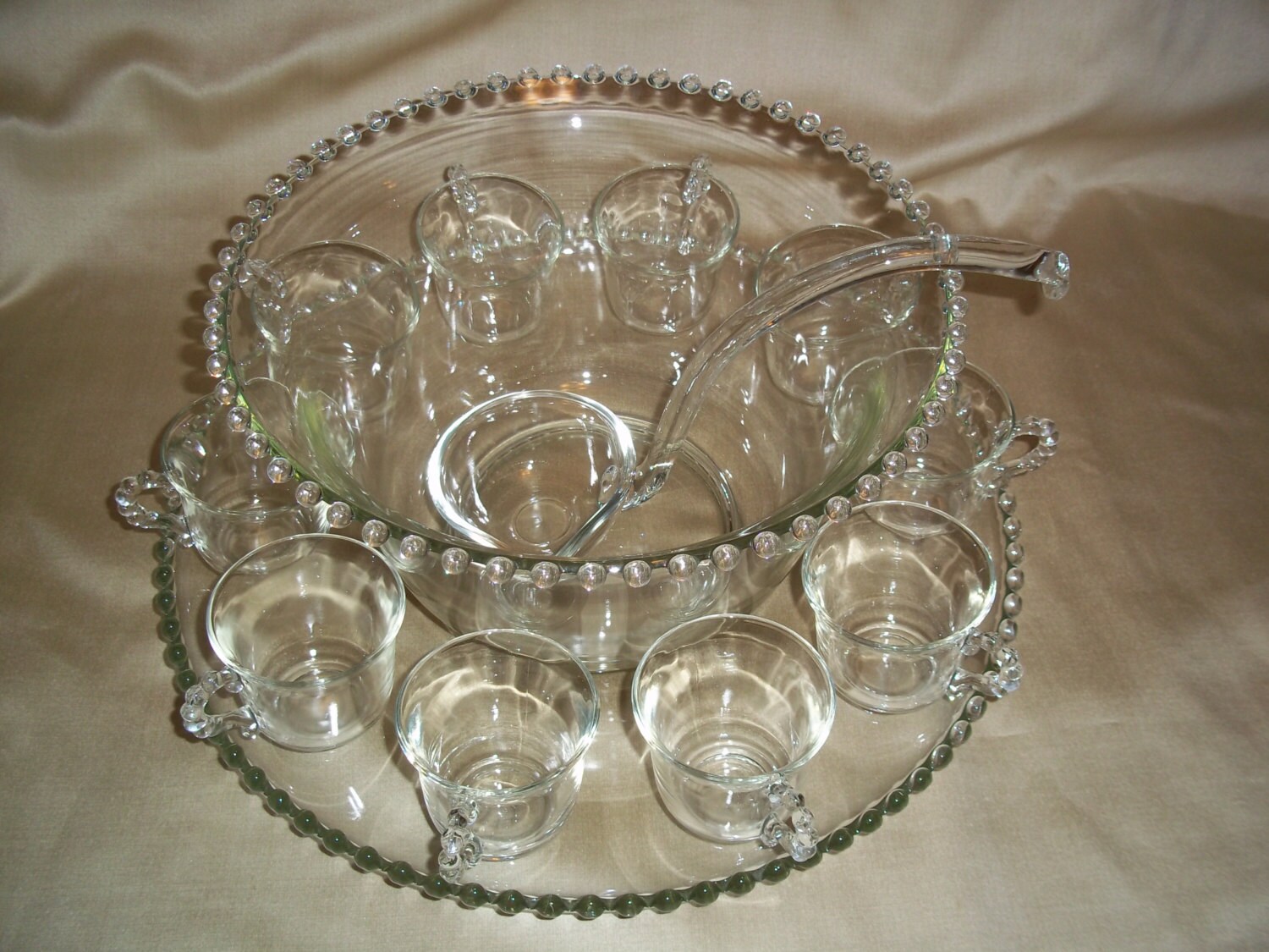 Vintage Imperial Glass Candlewick Punch Bowl Set Etsy
