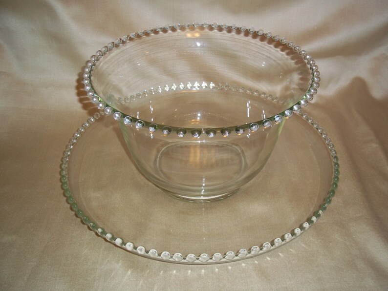 Vintage Imperial Glass Candlewick Punch Bowl Set Etsy
