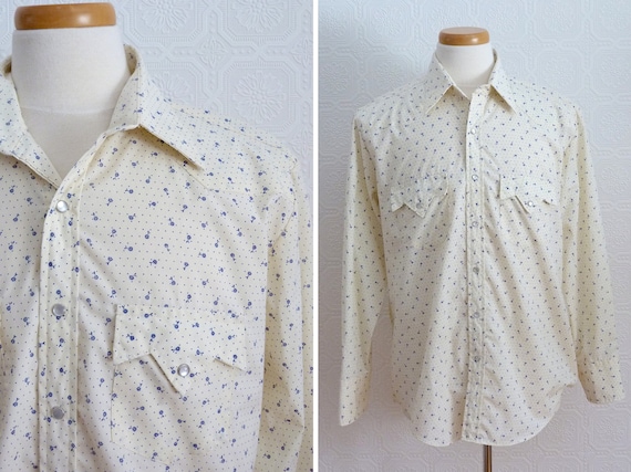 1970s Western style small flowers print shirt