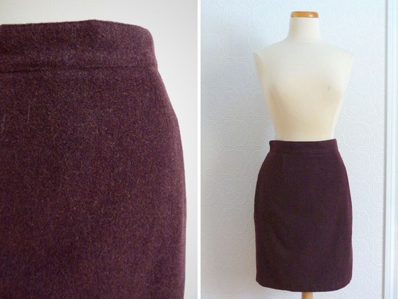 BENETTON plum-colored wool short skirt