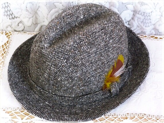 Biltmore Brown Tweed Trilby Hat With 