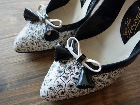 Vintage Antique La Gioconda Shoes Vintage Black and Silver Woman/'s Size 9.5 La Gioconda High Heel Shoes with Ankle Strap