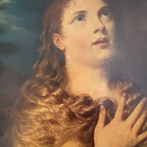 The Penitent Mary Magdalene After Titian Oil on Canvas Painting Antique Collectable Fine Art Italy image 6