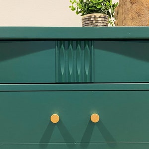 SOLD Mid Century Modern Emerald Green Tall Boy / Dresser / Chest of Drawers image 6