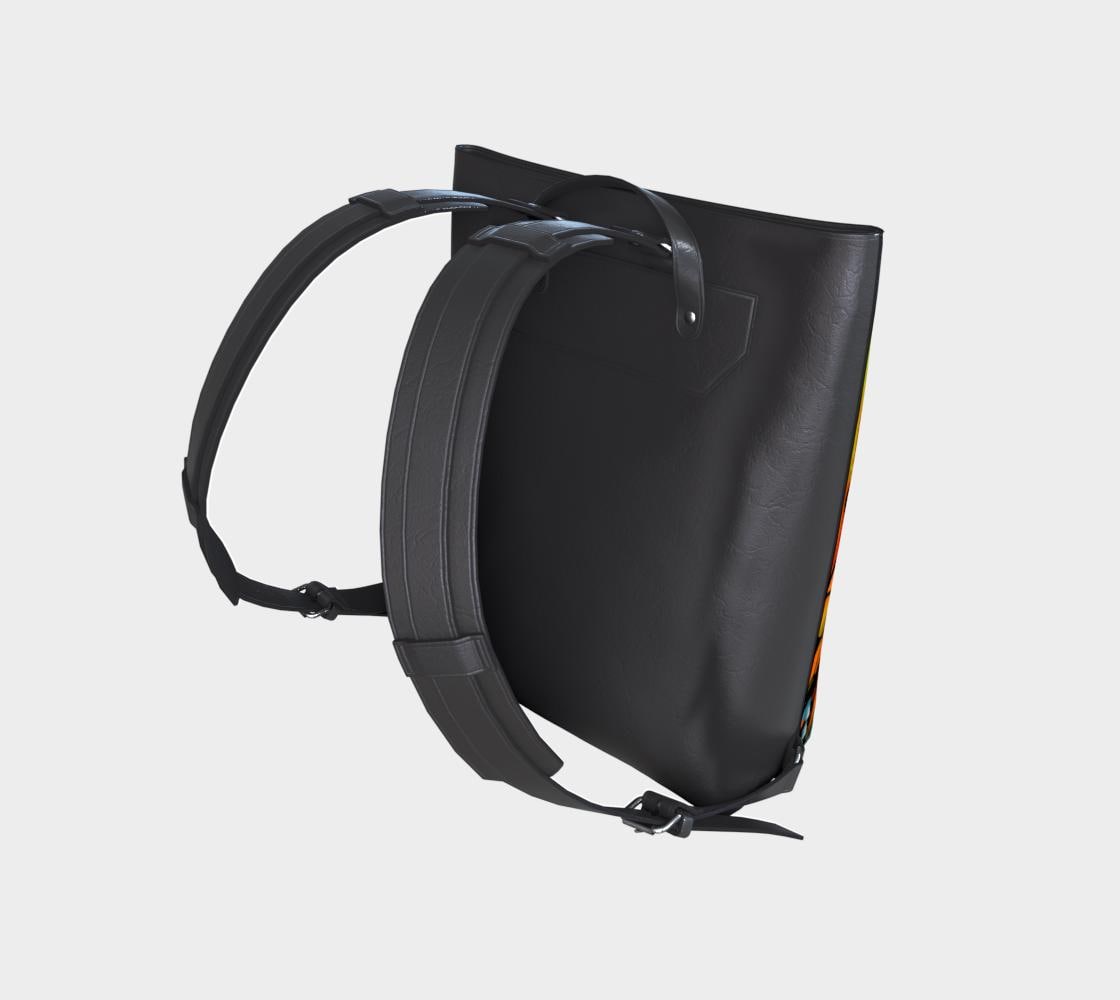 NWT Premium Retro Vintage Black Multicolor Graffiti Vegan Leather Backpack Graffiti Print Polyester Multi Pocket Backpack Urban  main image 4