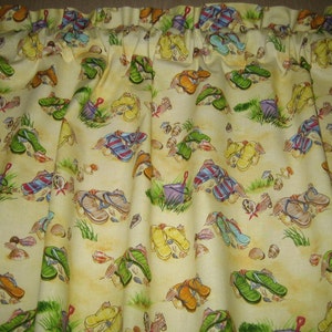 Flip Flops Sand Shells Curtain Valance 41&quot; wide x 15&quot; long/height in 100% Cotton - Handmade New.