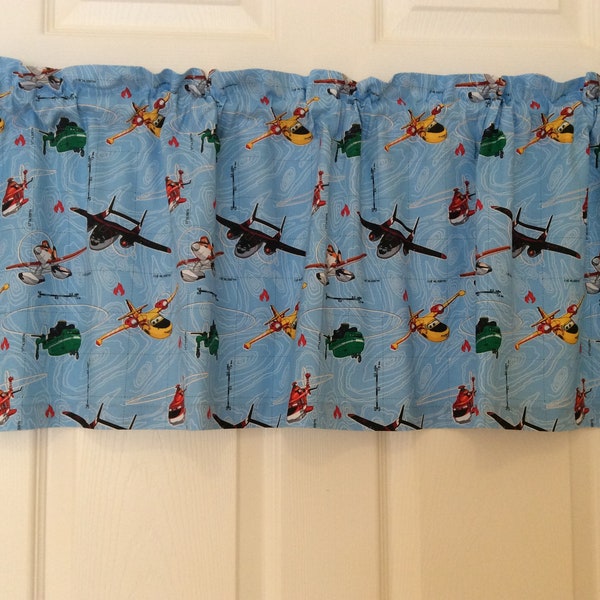 Disney Planes Fire and Rescue Curtain Valance 41" wide x 15" long/height in 100% Cotton - Handmade New.