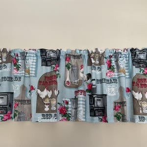 Retro French Kitchen curtain valance 61&quot; wide and 19&quot; long/high made with 100% home decor fabric - handmade new.