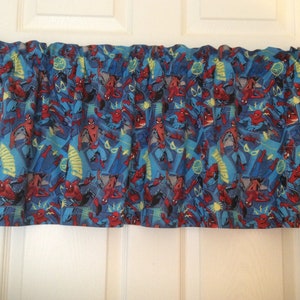 Spiderman curtain valance 41.5&quot; wide and 15&quot; long/height in 100% cotton - handmade new.