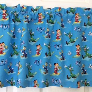 Mickey and Friends valance 41&quot; wide x 15&quot; long/height in 100% cotton - handmade new.
