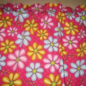 Two Flowers Curtain Valances and/or coordinating Flower Shape pillow in 100% Cotton - Handmade New.