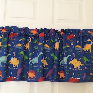 Dinosaurs Dinosaur Names valance 42&quot; wide and 15&quot; long/height in 100% cotton - handmade new.