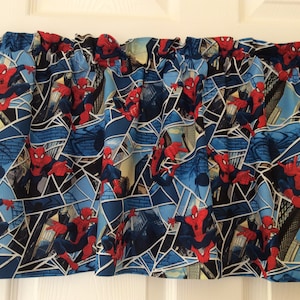 SPIDERMAN valance 44&quot; wide and 15&quot; long/height in 100% cotton - handmade new.