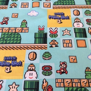 SUPER MARIO BROTHERS 3 valance 41&quot; wide and 15&quot; long/height in 100% cotton - handmade new