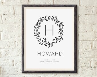 Custom Printable Monogram Sign Print Decor for Wedding Engagement Anniversary or Bridal Gift Instant Download Microsoft Word Template