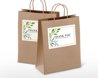 Thank You Favor Labels, Baby Shower, Gender Reveal, Greenery, Gold, Shower Decor, Wedding, Customizable, Instant Download, Printable