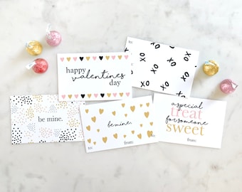 Valentines Day Cards Instant Digital Download PDF Printable Cutouts Office Girls Hearts Chic Watercolor XO Love Be Mine Candy Handouts Happy