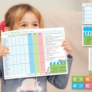 Kids Responsibility Reward System Chore Chart Routine Behavior Coupon Ticket Personalized Editable Printable Digital Download PDF Child