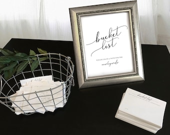 3.75" x 5" Wedding Bucket List Printable Date Cards and 8"x10" Sign PDF Digital Download
