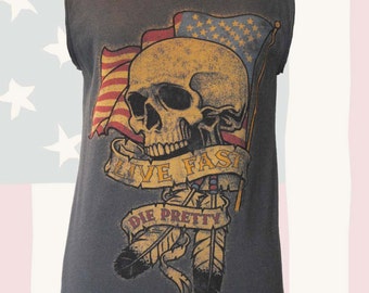 Rebel Republic Vintage LIVE FAST muscolo disegnato a mano - Prodotto negli Stati Uniti