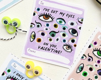 PRINTABLE Valentines for Kids: Eyes for You Valentine DIGITAL DOWNLOAD