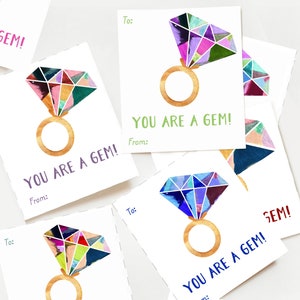 PRINTABLE Valentines for Kids: You are a Gem DIGITAL DOWNLOAD image 1