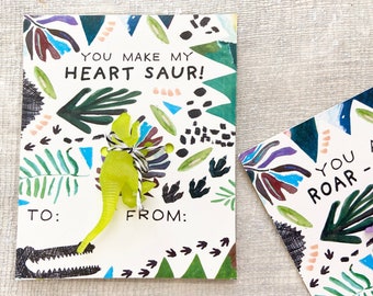 PRINTABLE Dinosaur Valentines Kids: "You are Roar-Some/ You make my Heart Saur" DIGITAL DOWNLOAD