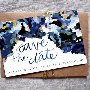 Save the Date Postcard: Watercolor, modern, geometric 4 x 6 image 1