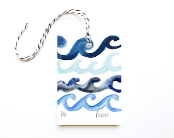 Gift Tags Pack of 10: Waves Design