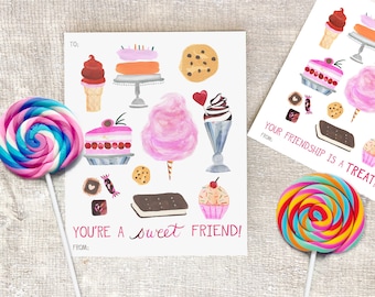 PRINTABLE Valentines for Kids: Sweet Treats DIGITAL DOWNLOAD