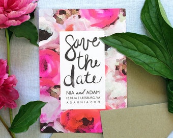 Save the Date: PINK Watercolor Floral