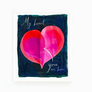 You are Here Heart Art Print: Watercolor