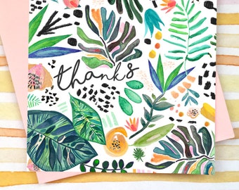 Thank You Card Botanical Jungle Design: Blank inside