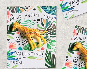 PRINTABLE Valentines Kids: "Wild about you" DIGITAL DOWNLOAD