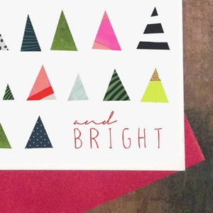 Merry and Bright Holiday Card Single Card: Mini Triangle Trees, Brights & Neons image 3